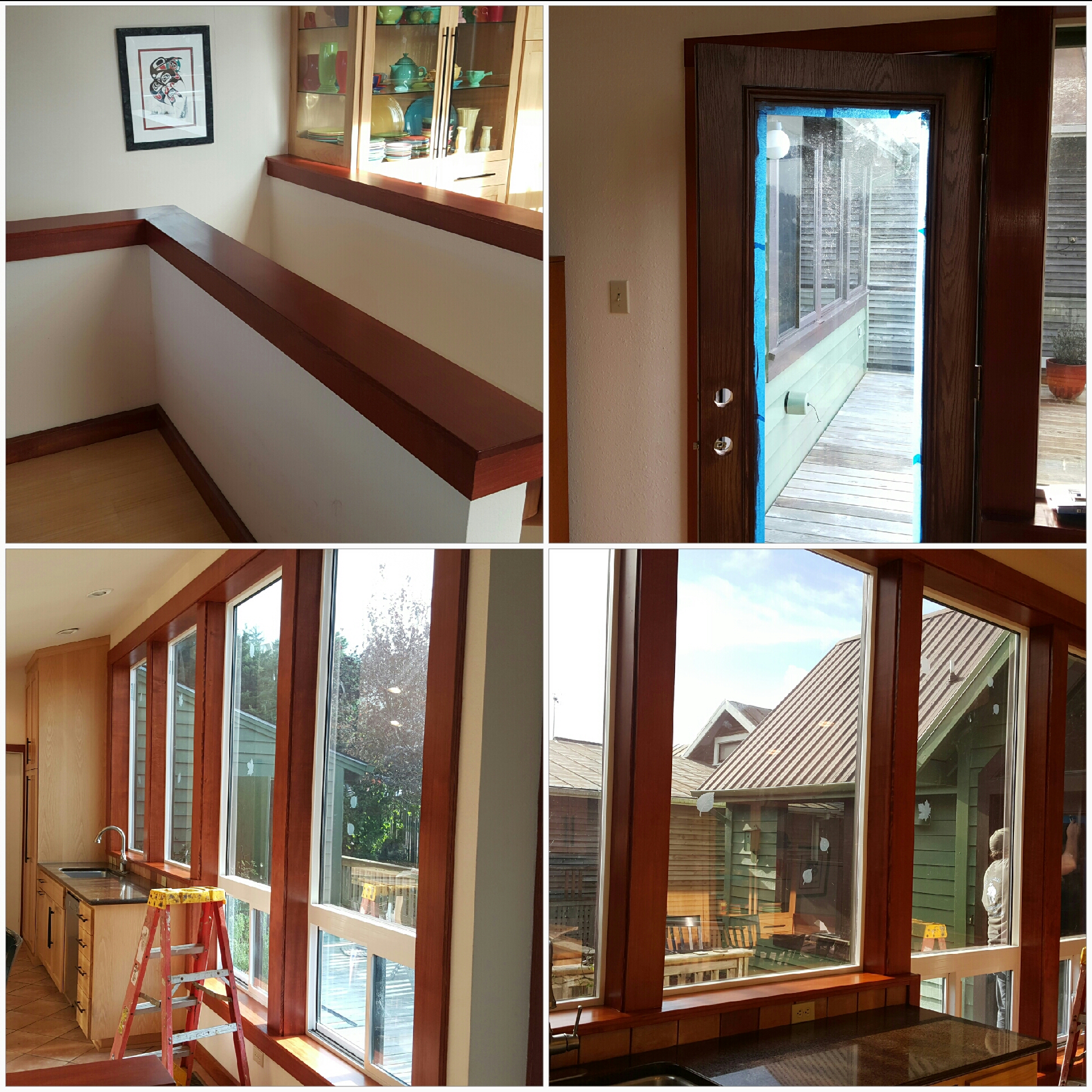 Stained interior window and door trim carpentry